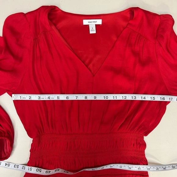 Nine West Red Smocked Waist Dress Size S - Picture 10 of 10